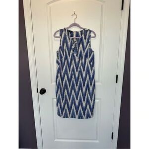 Blue and White Chevron Sleeveless Dress